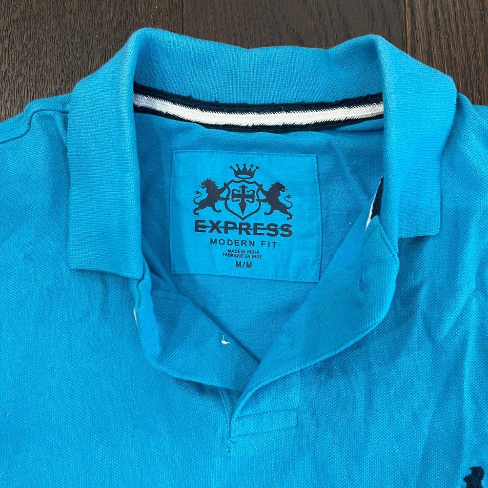 Express Men: Modern Fit Polo, Medium Blue - Picture 3 of 4